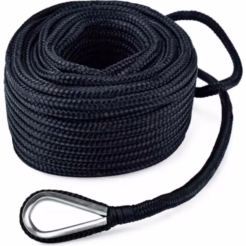 Трос плетеный швартовый Skipper, 6 мм, 50 м, черный