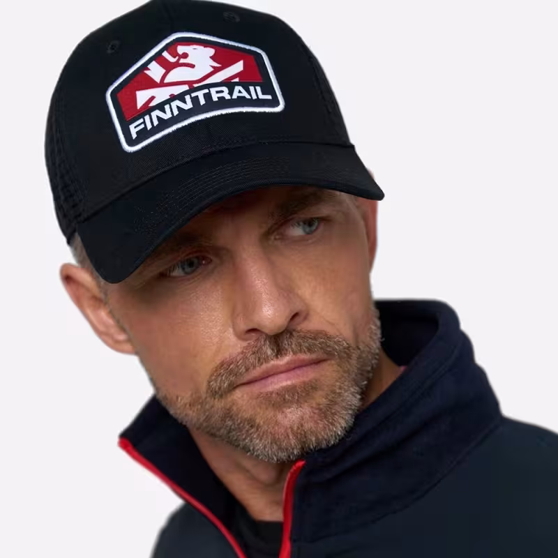 Кепка-бейсболка Finntrail Cap 9611 Graphite/Red, хлопок, черный/красный, размер универсальный