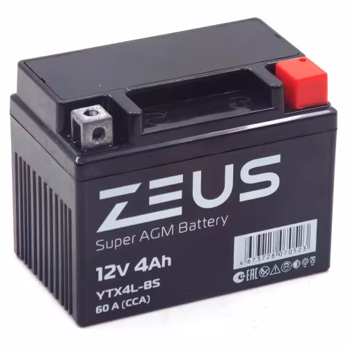 Аккумулятор Zeus Super AGM YTX4L-BS 4Ah, 12V