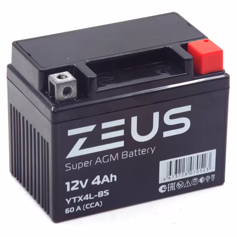 Аккумулятор Zeus Super AGM YTX4L-BS 4Ah, 12V