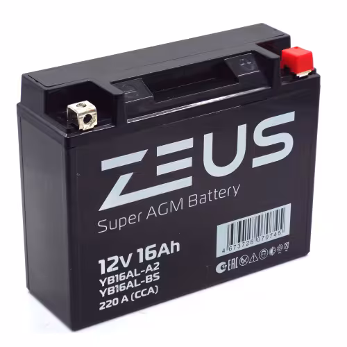 Аккумулятор Zeus Super AGM YB16AL-A2 16Ah, 12V