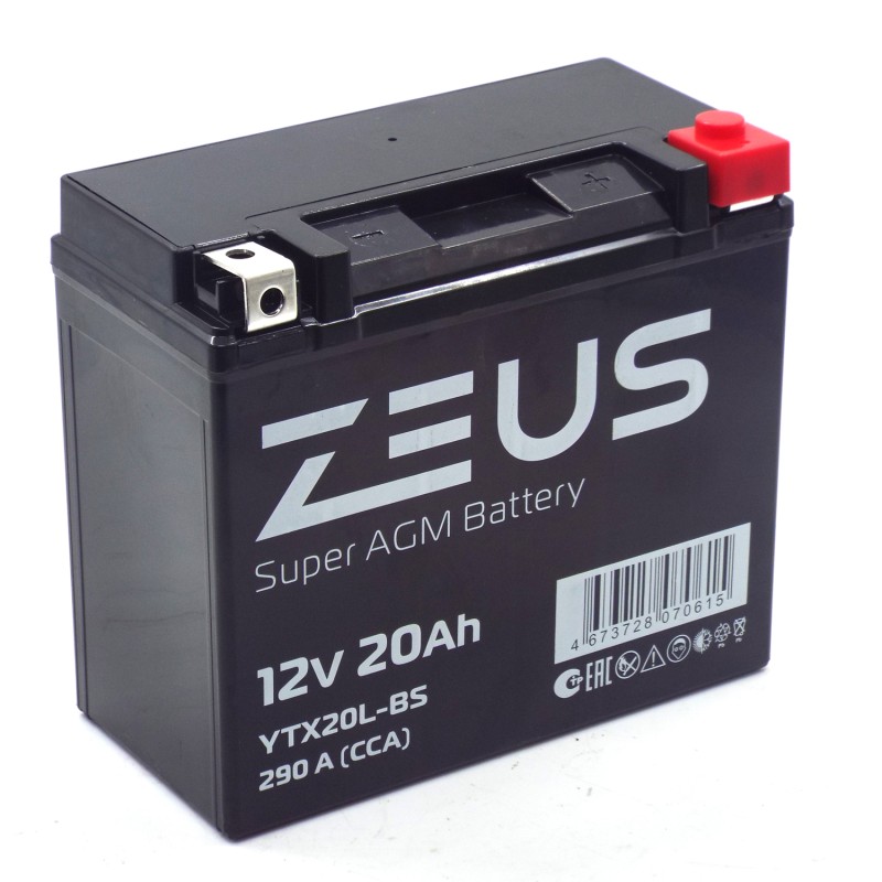 Аккумулятор Zeus Super AGM YTX20L-BS 20Ah, 12V