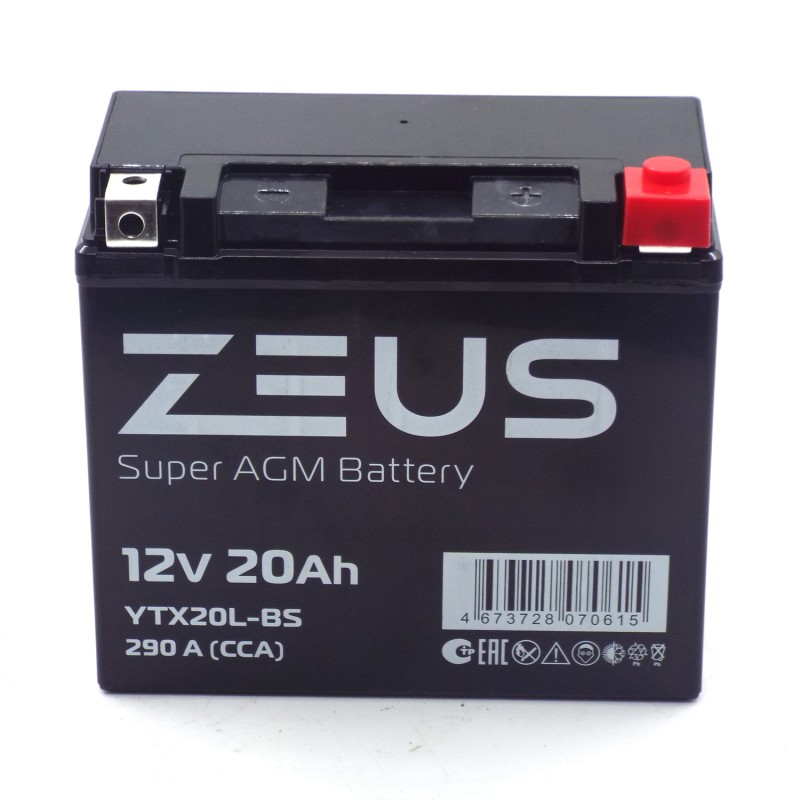 Аккумулятор Zeus Super AGM YTX20L-BS 20Ah, 12V