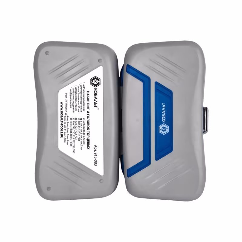 Набор бит и головок с трещоткой Кобальт 915-083, 39 предметов