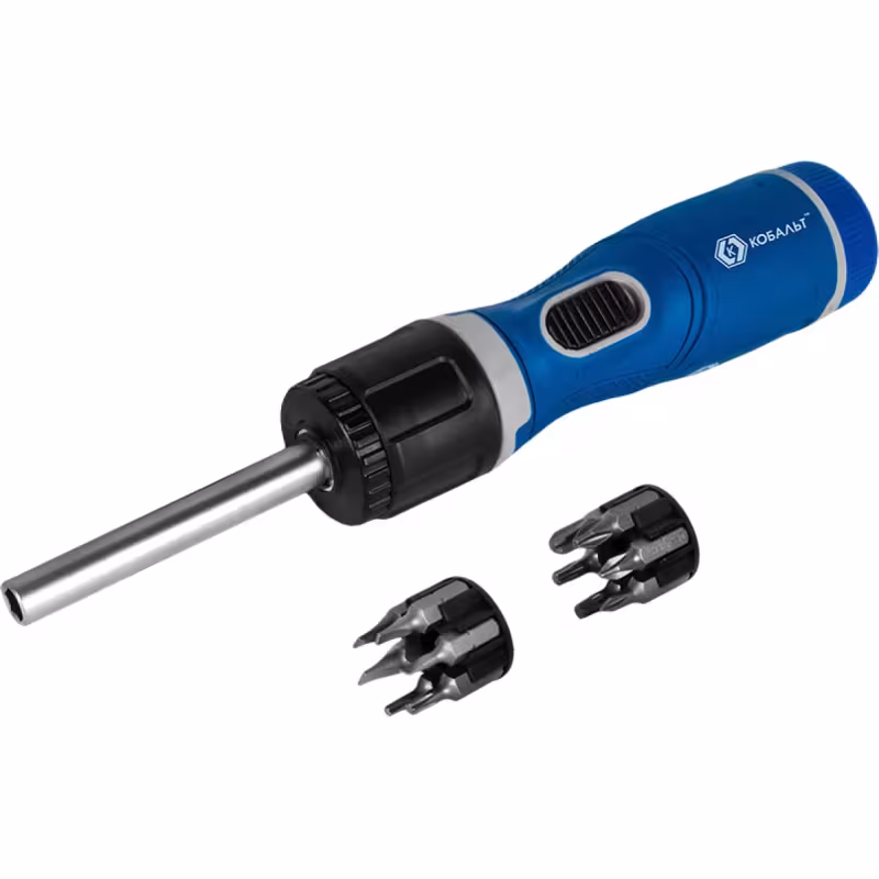 Отвертка-рукоятка реверсивная для точных работ PH, SL, T, Tx с набором бит Кобальт CR-V 915-090