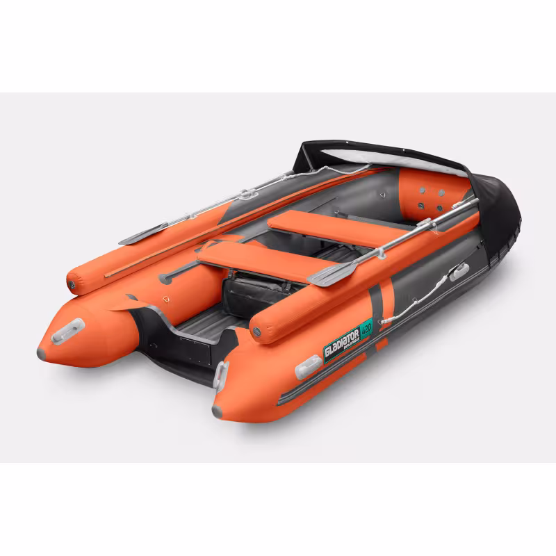 Надувная лодка ПВХ Gladiator E420X, НДНД, оранжевый/темно-серый