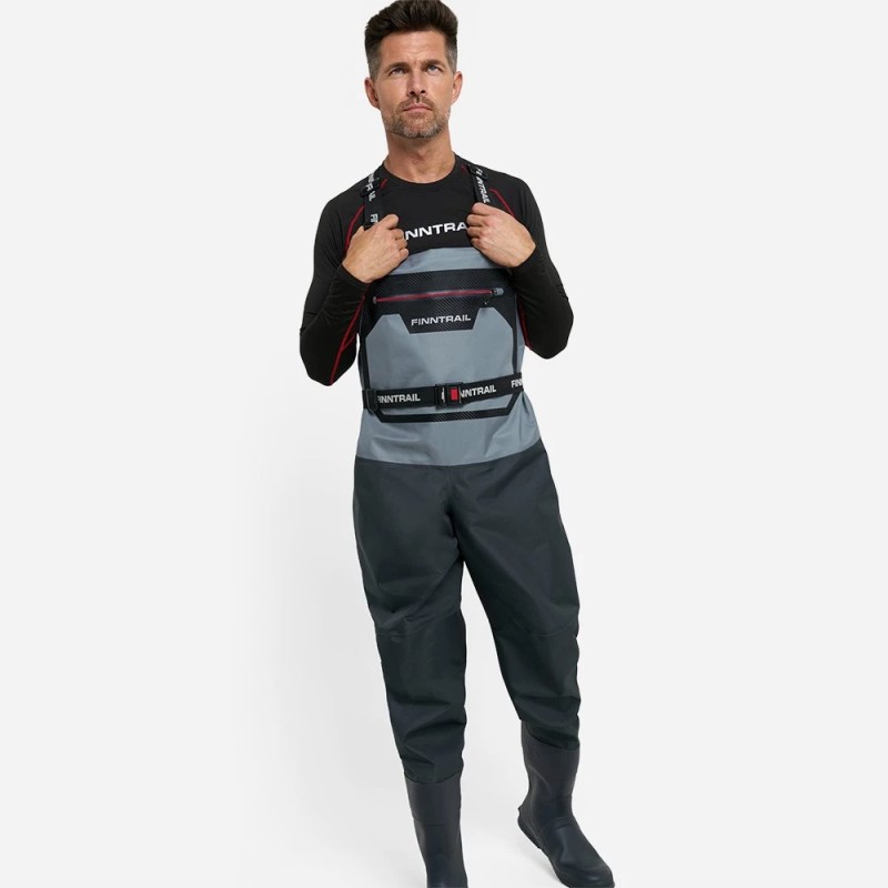 Полукомбинезон-вейдерсы Finntrail Airman 5260, мембрана Hard-Tex, серый,  размер XXL/45, 185-195 см