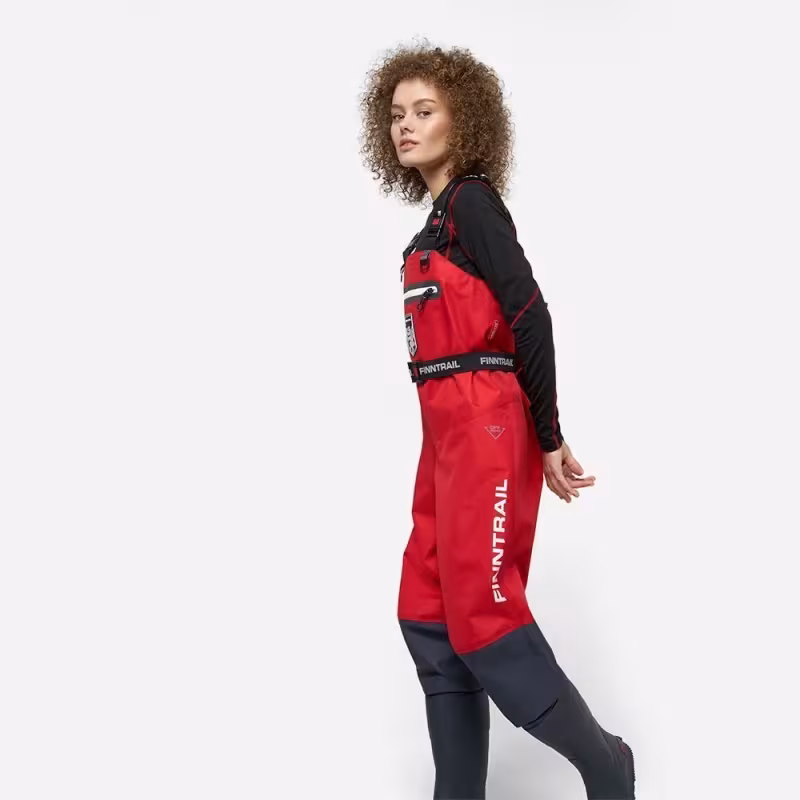 Полукомбинезон-вейдерсы женский Finntrail Rachel BF 5300 Red, мембрана Hard-Tex, красный, размер SQ/38, 160-170 см
