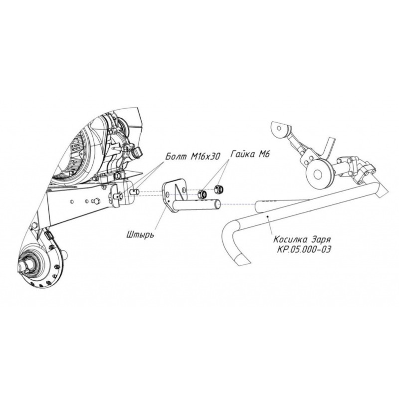 Комплект установки косилки «Заря» на мотоблок «Нева» МБ-23 МультиАгро