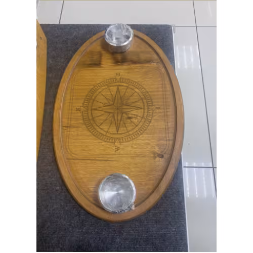 Столешница овальная, фанерная, с двумя стаканчиками