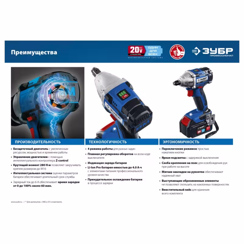 Гайковерт аккумуляторный ударный Зубр GB-250-42