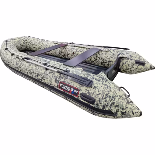 Лодка надувная ПВХ HunterBoat 390 А, НДНД, пиксель зеленый