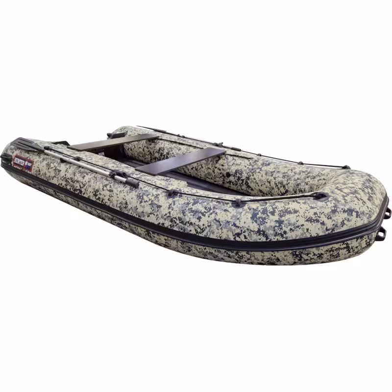 Лодка надувная ПВХ HunterBoat 390 А, НДНД, пиксель зеленый