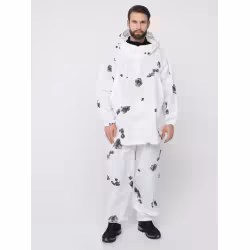 Костюм мужской зимний маскировочный Huntsman Метель, бязь, цвет Клякса, белый, размер 58-64, 182-188 см