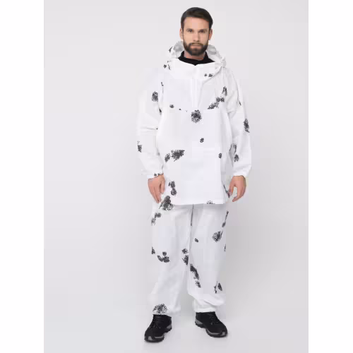 Костюм мужской зимний маскировочный Huntsman Метель, бязь, цвет Клякса, белый, размер 58-64, 182-188 см