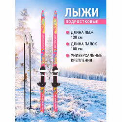 Комплект лыжный подростковый NovaSport Pink Flower (130/100)