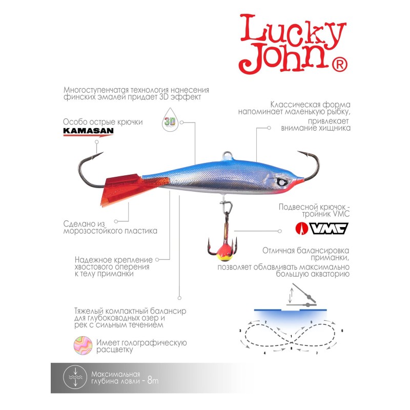 Балансир Lucky John Nordic 51401-15HRT, 40 мм