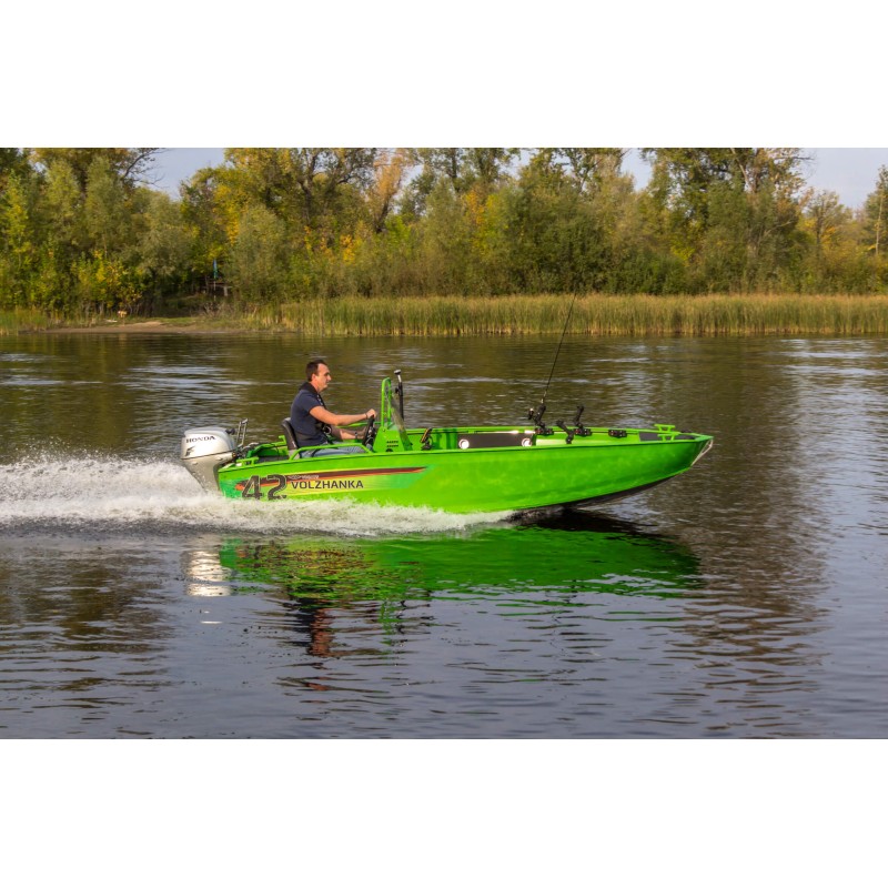 Лодка алюминиевая VBoats Волжанка 42 Scout, зеленый (с доп. оборудованием)