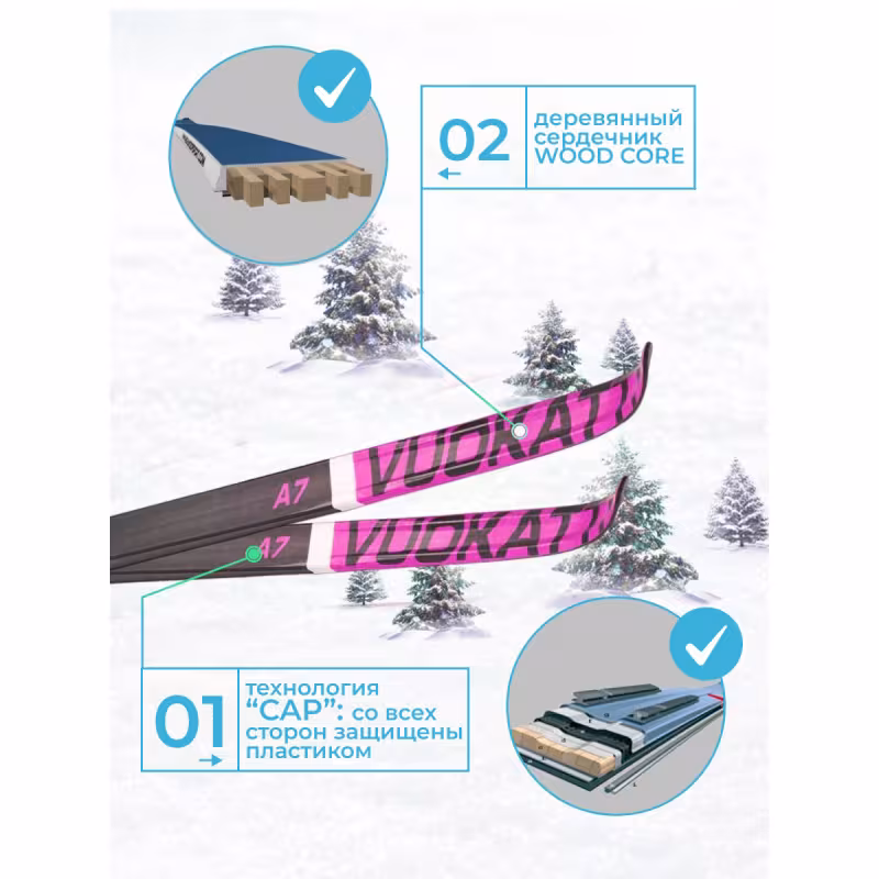 Лыжный комплект Vuokatti 045921 NNN, Step-in (Step), Black/Magenta (150)