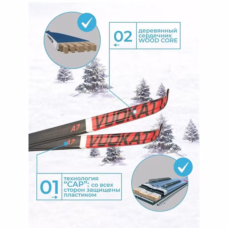 Лыжный комплект Vuokatti 49731 NNN, Step-in (Step), Black/Red (160)