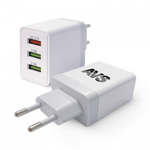 Сетевое зарядное устройство AVS UT-730, USB, 3 порта, QC 3.0, 3A