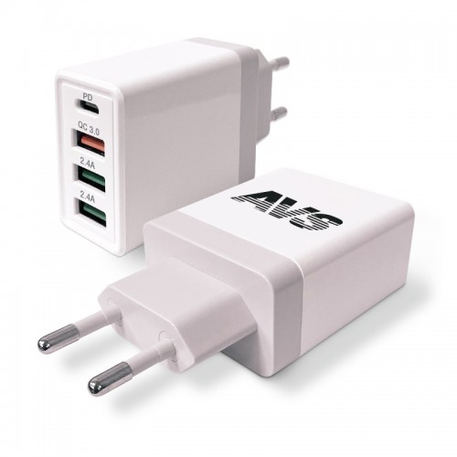 Сетевое зарядное устройство AVS UT-732, USB 4 порта, QC 3.0, PD Type C, 3A 
