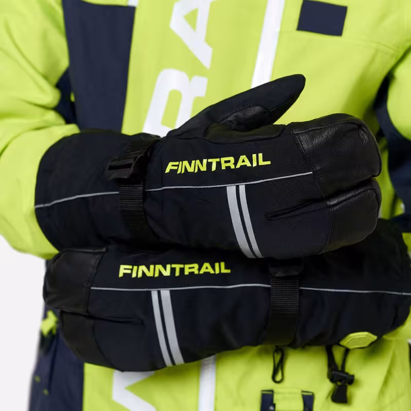 Перчатки Finntrail Lobster, мембрана Hipora, черный/желтый, размер XL