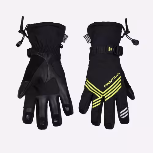 Перчатки Finntrail Wintersport 2750 Graphite/Yellow, мембрана Hipora, черный/желтый, размер XL
