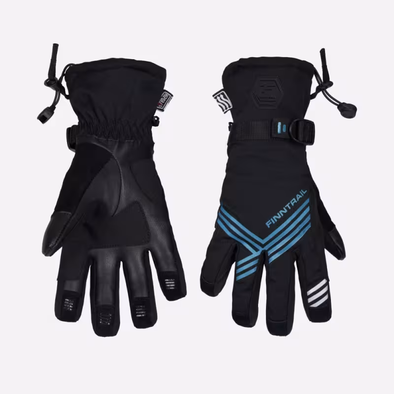 Перчатки Finntrail Wintersport 2750 Graphite/Grey, мембрана Hipora, черный/бирюзовый, размер L