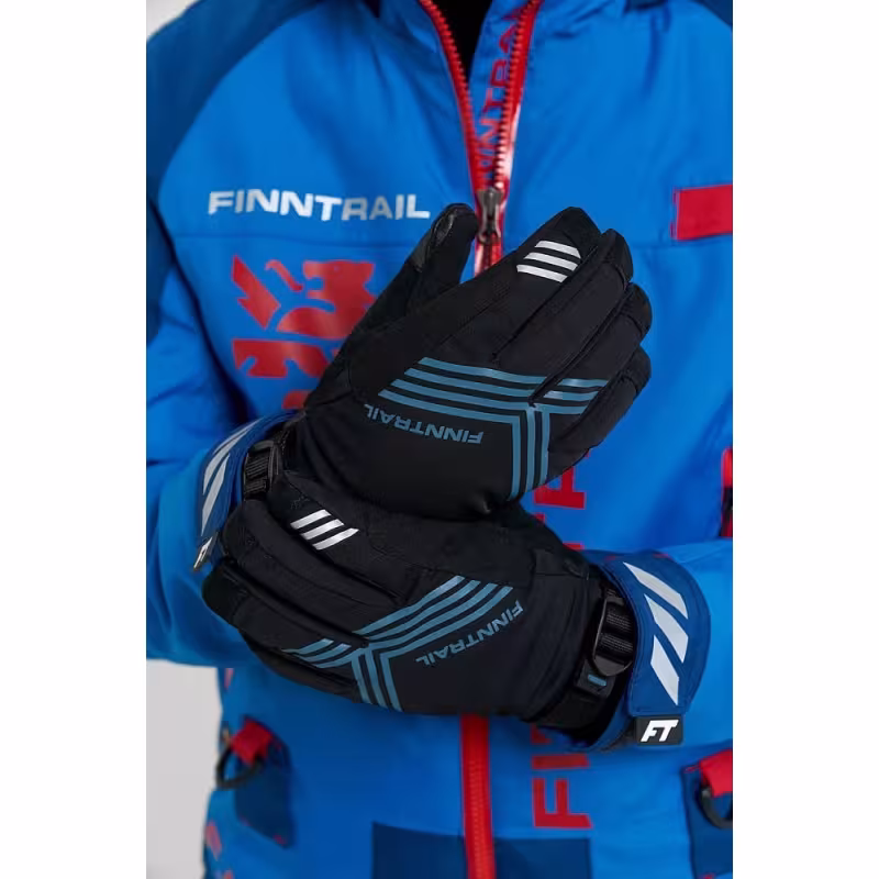 Перчатки Finntrail Wintersport 2750 Graphite/Grey, мембрана Hipora, черный/бирюзовый, размер XL