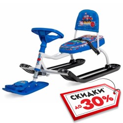 Снегокат со спинкой Nika Kids Тимка Спорт 4-1 Super Car, белый/синий