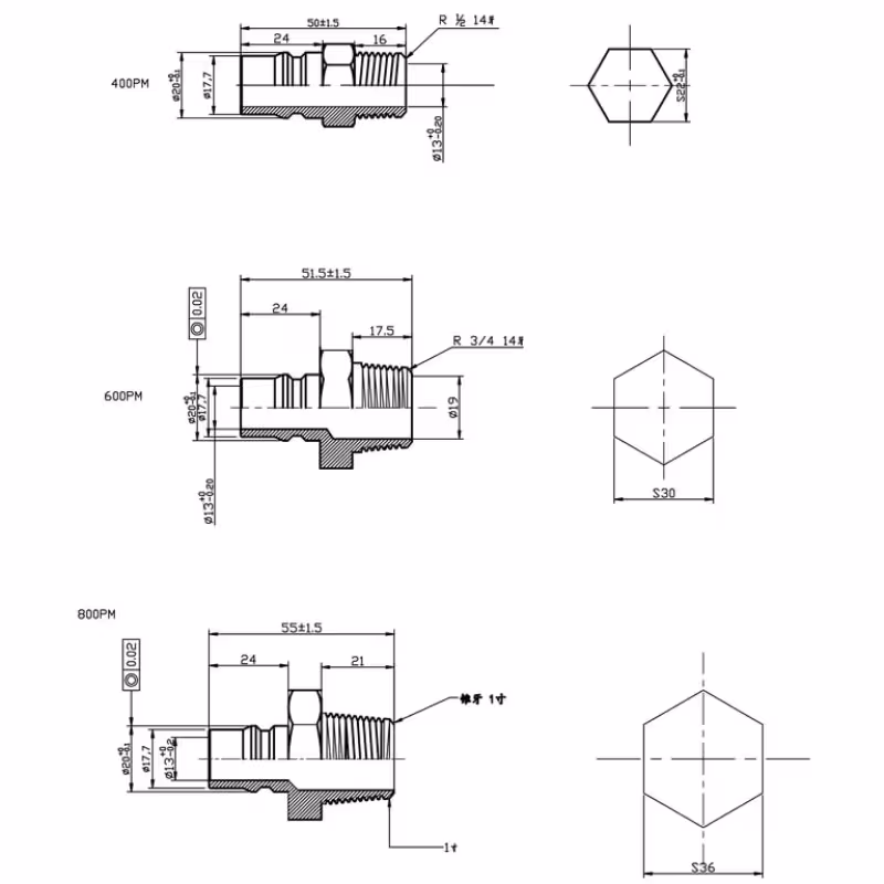 Пневморазъем (штуцер) папа-наружная резьба 1
