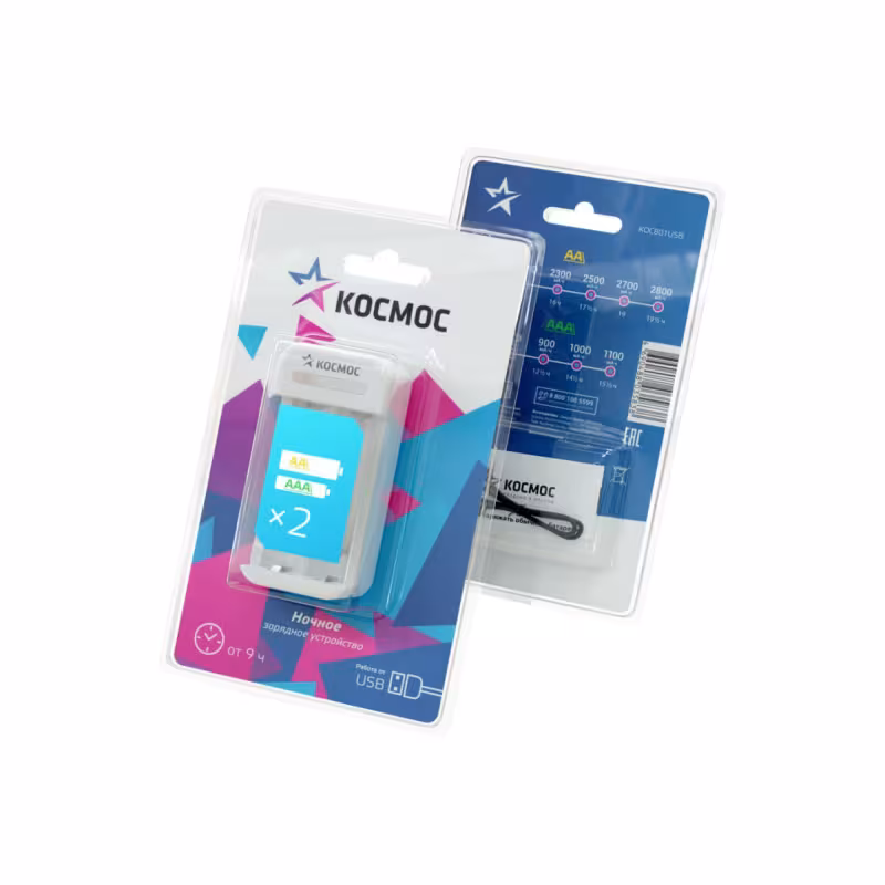 Зарядное устройство Космос KOC801USB, 2 AA/AAA