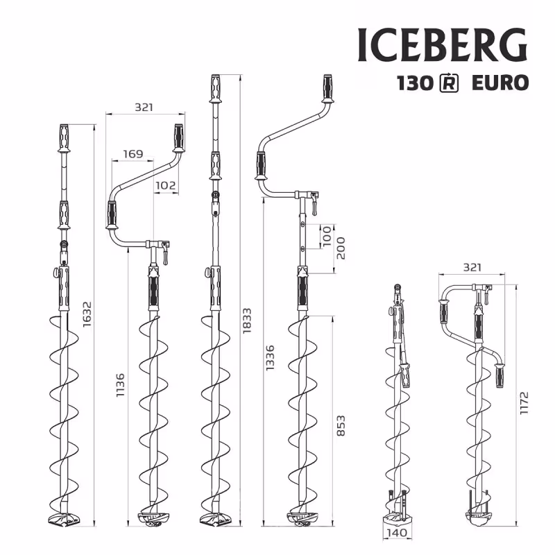 Ледобур ручной Тонар Iceberg-Euro LA-110RE-110R-1300 v3.0, желтый