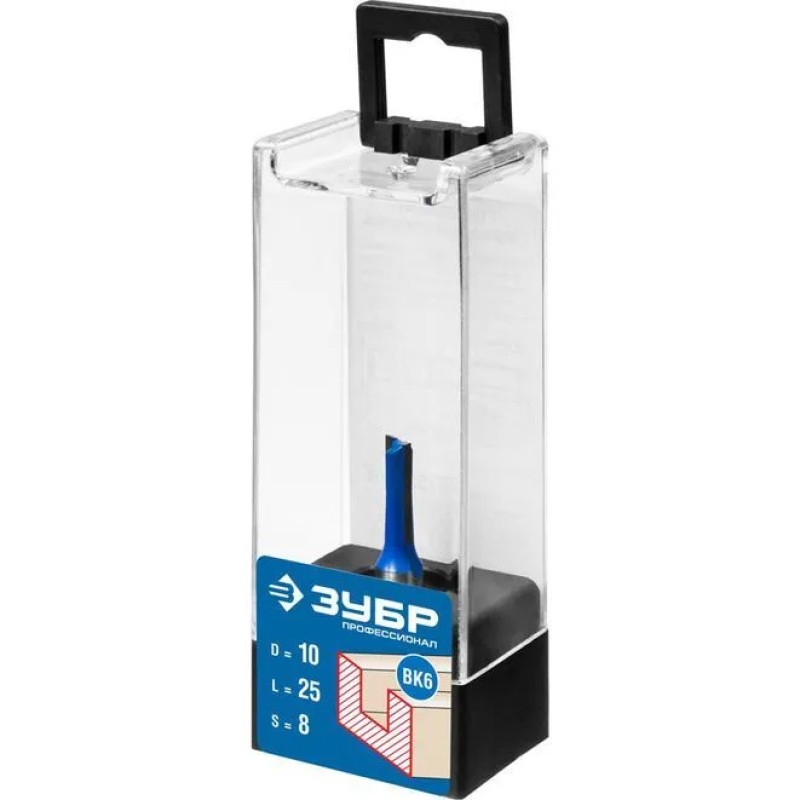 Фреза пазовая прямая Зубр Профессионал 28753-10-25, 10x25 мм