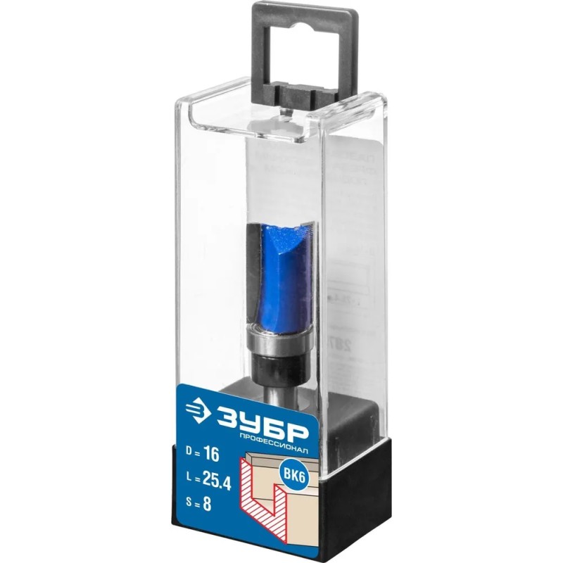 Фреза пазовая прямая с верхним подшипником Зубр 28756-15.8-26, 15.8x25.4 мм