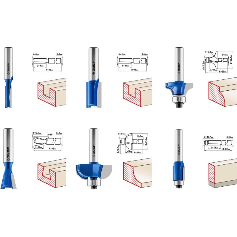 Набор фрез по дереву Зубр 28795-H6, 6 шт