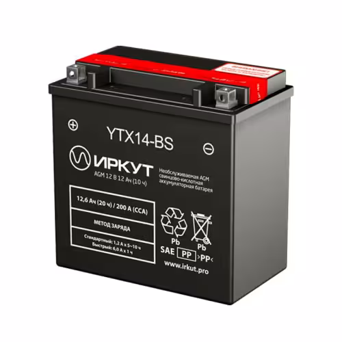 Аккумулятор Иркут YTX14-BS, 14Ah, 12V