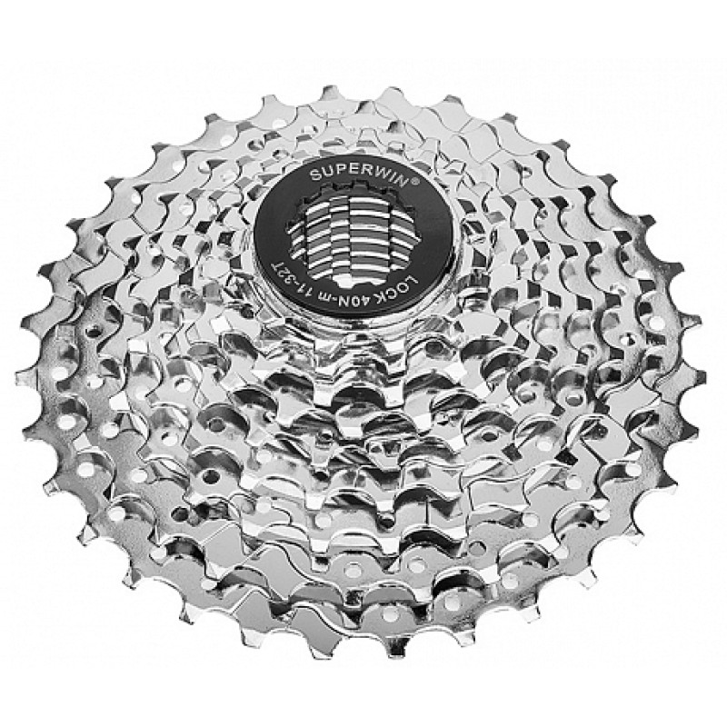 Кассета велосипедная Superwin CS-05, 9 скоростей, 11-32 зубьев, хромированная