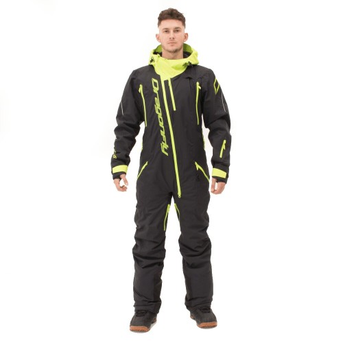 Комбинезон мужской Dragonfly Gravity Premium Man Black - Yellow Green 2024, мембрана, черный, размер XS