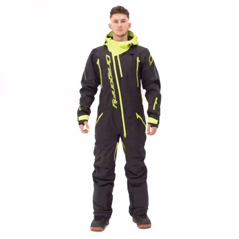 Комбинезон мужской Dragonfly Gravity Premium Man Black - Yellow Green 2024, мембрана, черный, размер XS