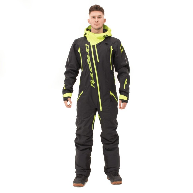 Комбинезон мужской Dragonfly Gravity Premium Man Black - Yellow Green 2024, мембрана, черный, размер XS