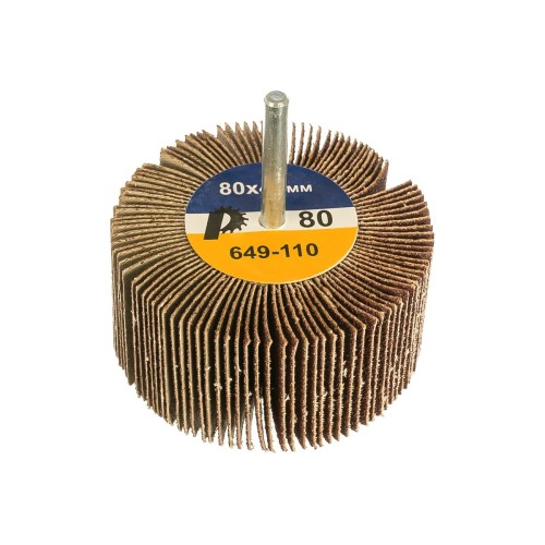 Круг шлифовальный с оправкой Практика 649-110, 80х40 мм, P 80, хвостовик 6 мм