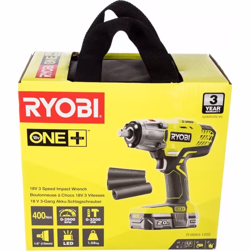 Гайковерт аккумуляторный ударный Ryobi ONE+ R18IW3-120S