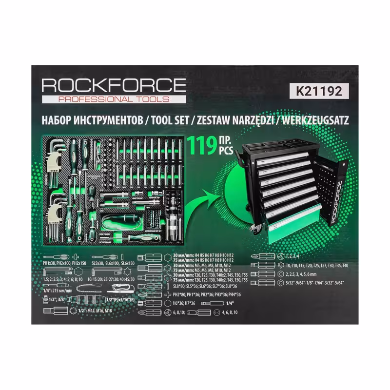 Набор отверток и бит RockForce RF-K21192, 119 предметвовто