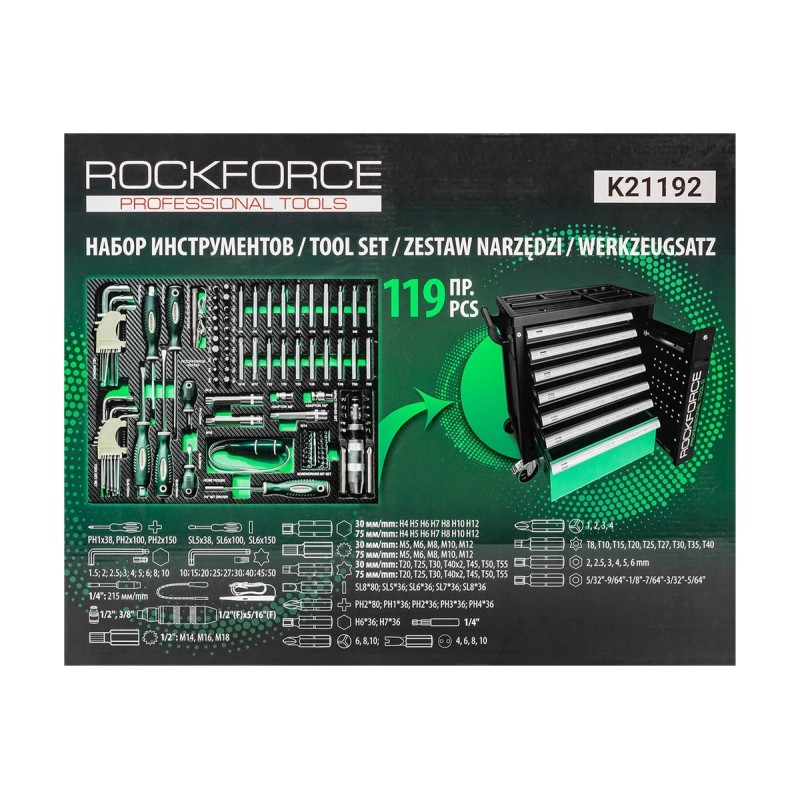 Набор отверток и бит RockForce RF-K21192, 119 предметвовто