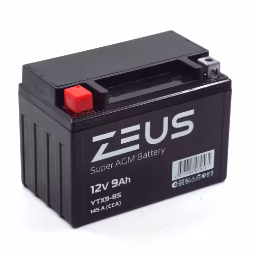 Аккумулятор Zeus YTX9-BS 9Ah, 12V