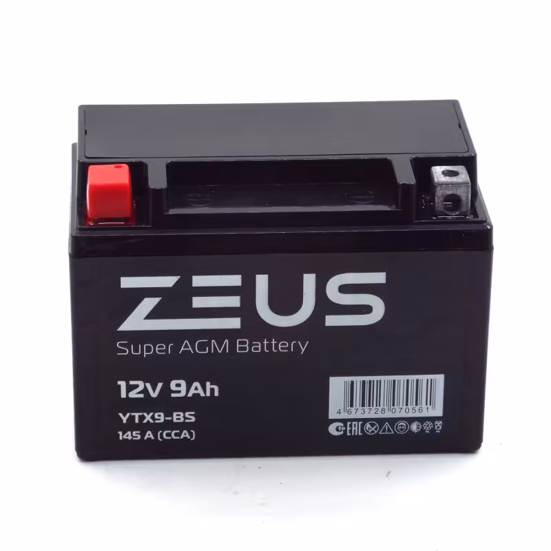 Аккумулятор Zeus YTX9-BS 9Ah, 12V