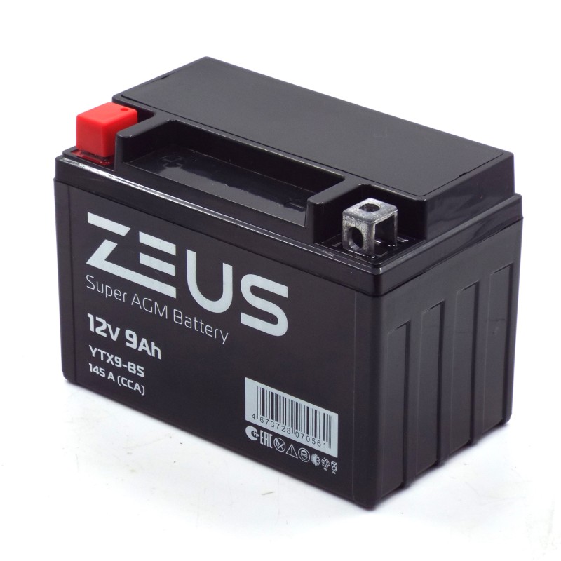 Аккумулятор Zeus YTX9-BS 9Ah, 12V
