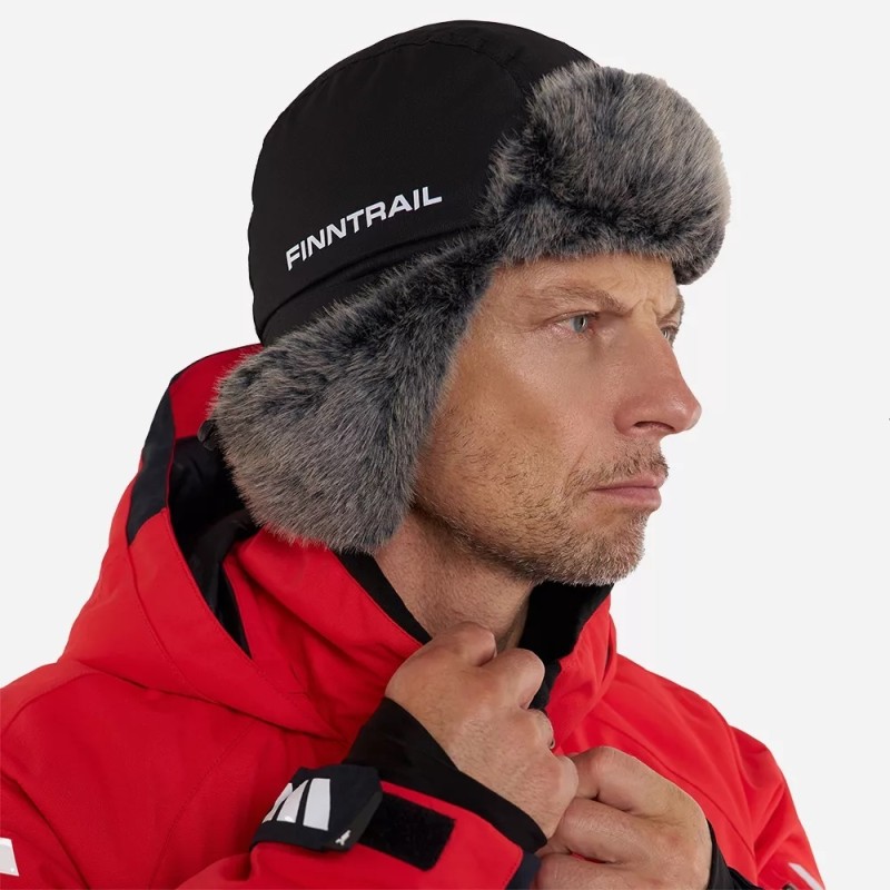 Шапка-ушанка Finntrail Hat Terra 2950 Graphite, мембрана Hard-Tex, черный, размер XL-XXL
